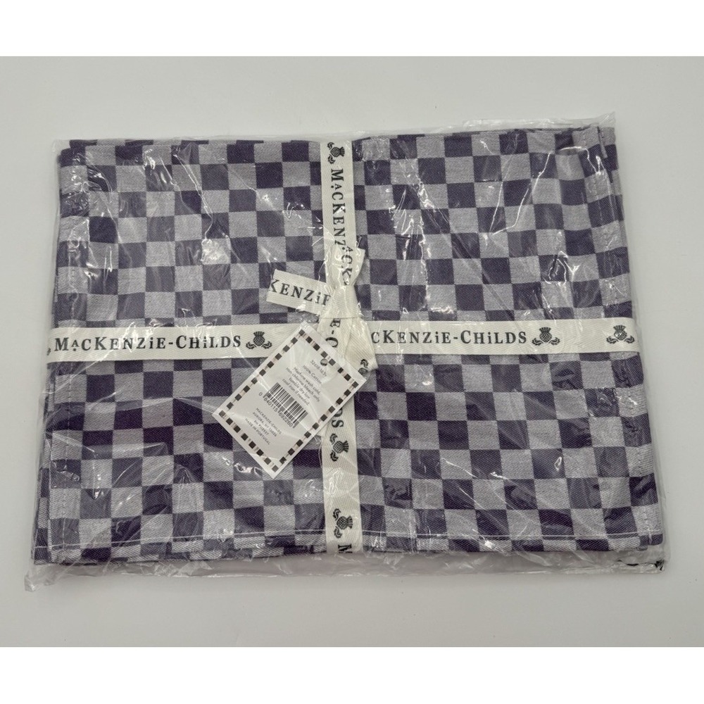 MacKenzie-Childs Plum Check Placemats Set of 4 Purple Cotton 13x18.5 NEW